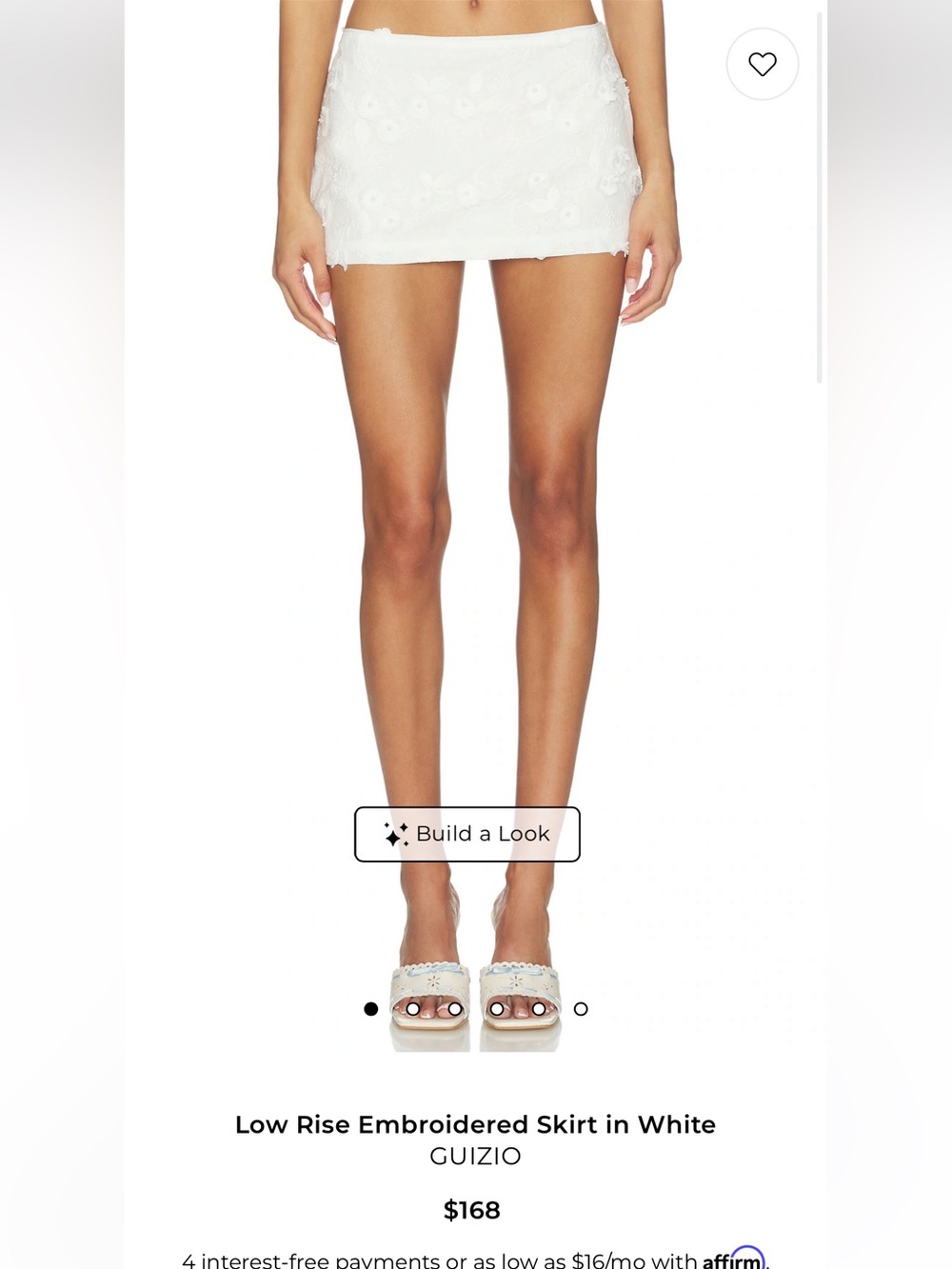 Danielle Guizio White Low-Rise Embroidered Mini Skirt